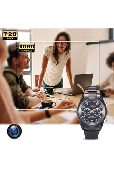 intermax 8GB Mini Erkek Kol Saati Güvenlik Kamerası - Hareket Algılamalı 1080P HD Dadı Kamerası, Ev için Taşınabilir Bebek Monitörü