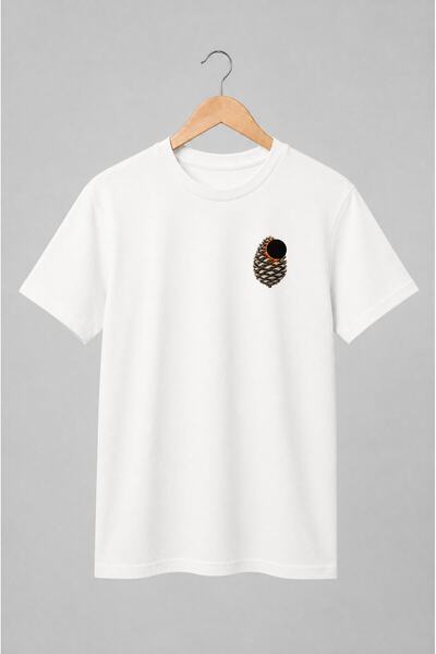 Generic Brand Tricou unisex cu Con de brad cu eclipsă stilizată motiv cosmic