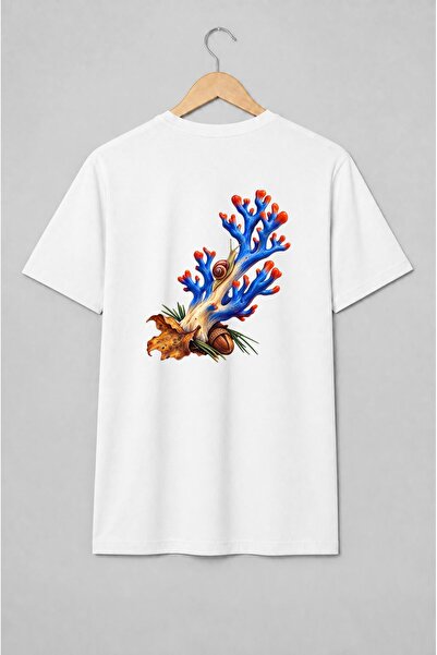 Generic Brand Tricou unisex cu Melc pe ramură cu ghindă în stil botanic