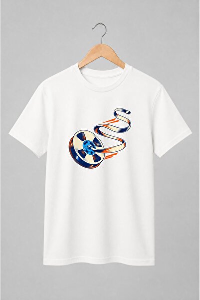 Generic Brand Tricou unisex cu Rolă de bandă magnetică audio retro