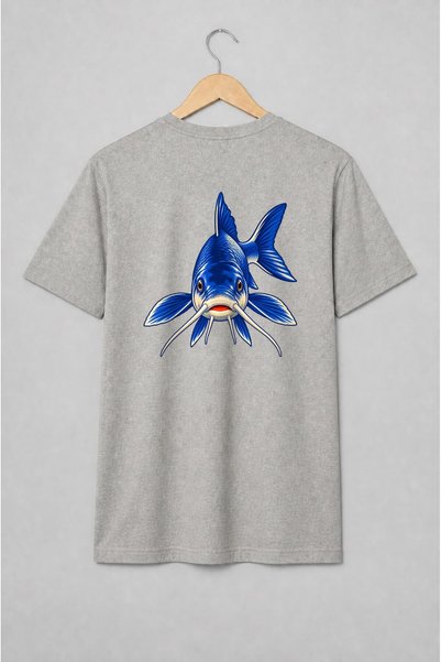 Generic Brand Tricou unisex cu Crap albastru pentru pescari