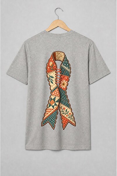 Generic Brand Tricou unisex cu Fundă patchwork florală