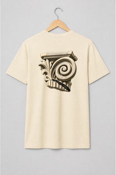 Generic Brand Tricou unisex cu Volută ionică cu frunze de acant streetwear