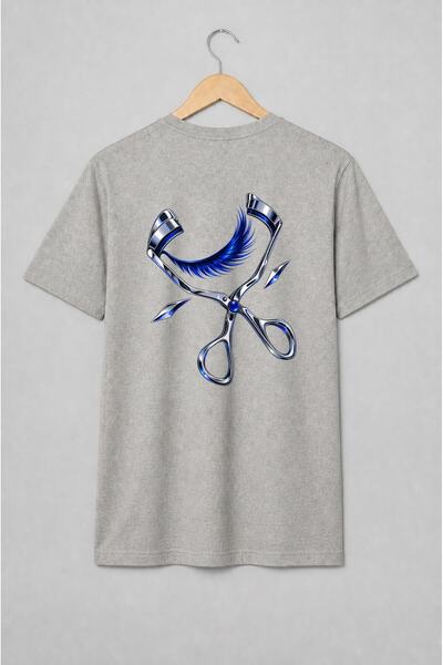 Generic Brand Tricou unisex cu Foarfecă de coafor și geană albastră beauty