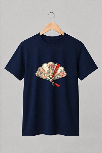 Generic Brand Tricou unisex cu Evantai floral vintage