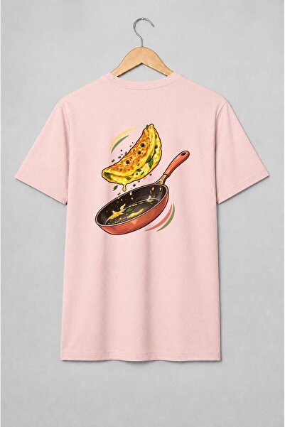 Generic Brand Tricou unisex cu Omletă în tigaie cu ierburi ilustrație culinară