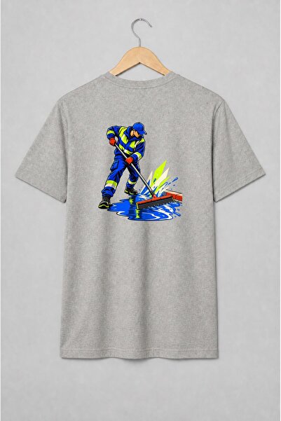 Generic Brand Tricou unisex cu Muncitor de salubritate cu racletă streetwear