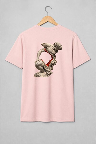 Generic Brand Tricou unisex cu Statuie clasică cu bărbat în stil dark art
