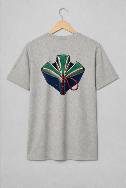 Generic Brand Tricou unisex cu Carte deschisă cu șnur roșu – legătorie
