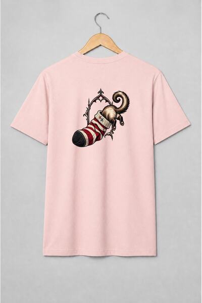 Generic Brand Tricou unisex cu Pisică pufoasă în ciorap festiv, stil gotic