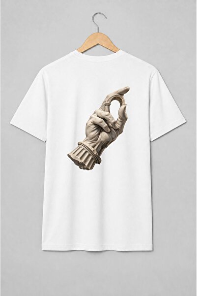 Generic Brand Tricou unisex cu Mână sculpturală cu arcadă în stil clasic