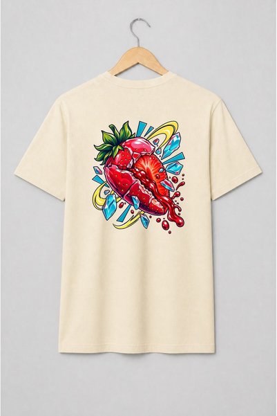 Generic Brand Tricou unisex cu Prăjitură cu căpșuni pop-art