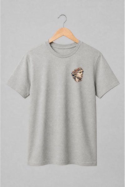 Generic Brand Tricou unisex cu Bust clasic din marmură cu detalii ornamentale