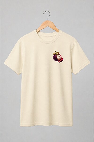Generic Brand Tricou unisex cu Mangostan deschis ilustrație botanică
