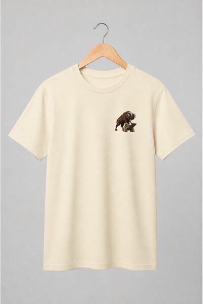 Generic Brand Tricou unisex cu Berbec medieval cu coarne spiralate