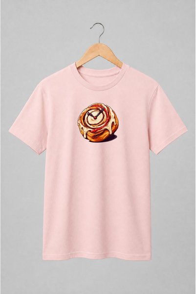 Generic Brand Tricou unisex cu Ruladă cu scorțișoară și ace de ceas stil pop