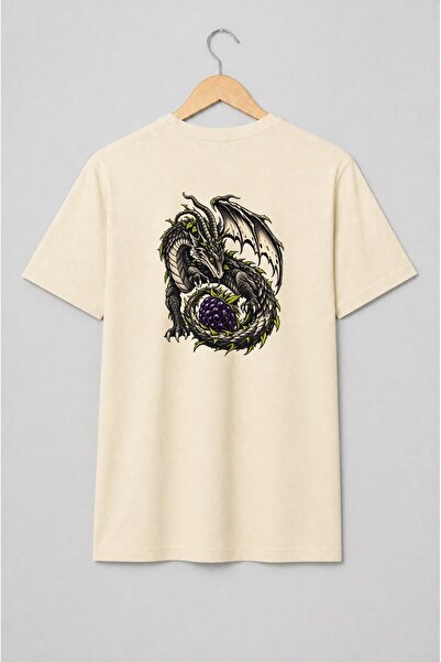 Generic Brand Tricou unisex cu Dragon cu mure în stil fantasy