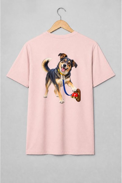 Generic Brand Tricou unisex cu Câine cu lăbuța pe sonerie pentru iubitorii de...