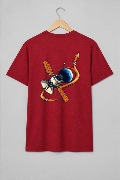 Generic Brand Tricou unisex cu Satelit spațial și Pământ în stil comic