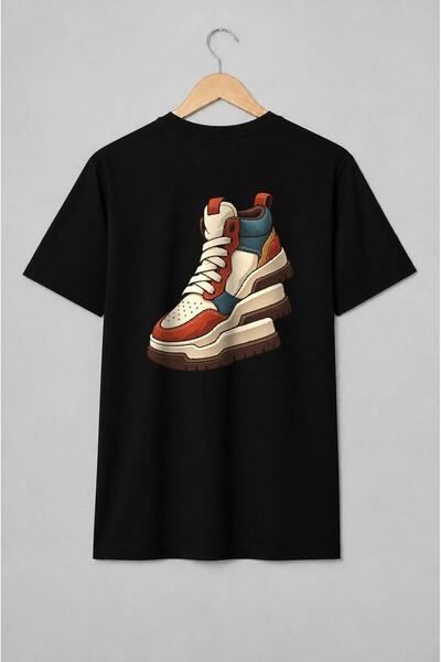 Generic Brand Tricou unisex cu Sneakeri suprapuși streetwear
