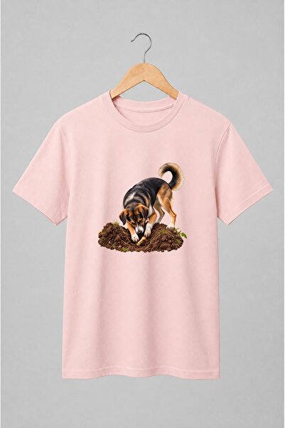 Generic Brand Tricou unisex cu Câine care sapă în pământ după os pentru iubit...