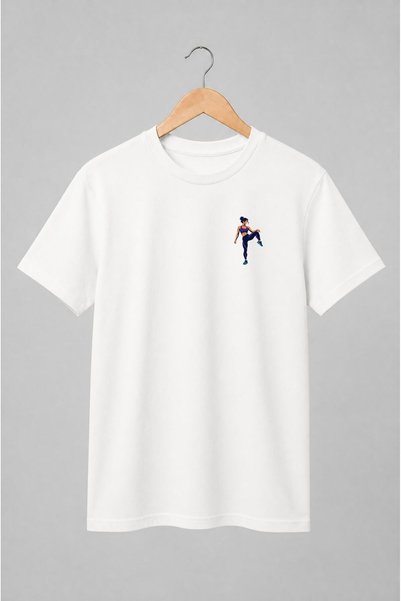 Generic Brand Tricou unisex cu Femeie în echipament sportiv stil vectorial