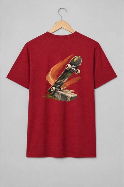 Generic Brand Tricou unisex cu Skateboard peste bordură stil streetwear