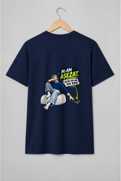 Generic Brand Tricou unisex cu M-am așezat acum nu mă mai ridic umor românesc