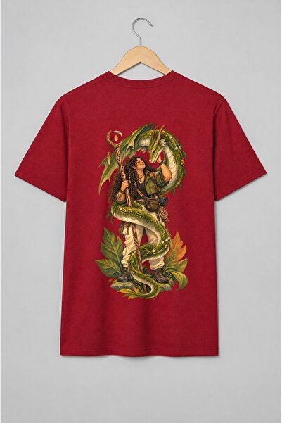 Generic Brand Tricou unisex cu Rangeră cu dragon verde fantasy
