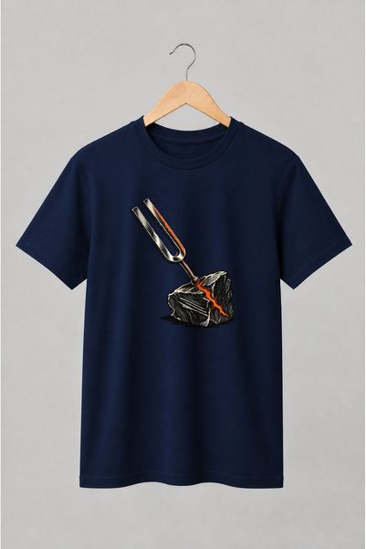 Generic Brand Tricou unisex cu Diapazon și piatră crăpată ilustrație vintage