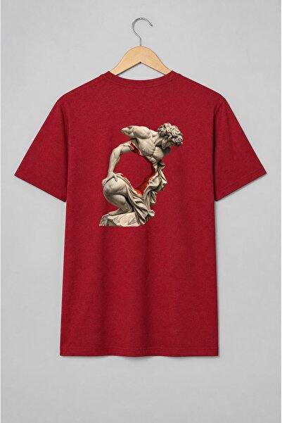 Generic Brand Tricou unisex cu Statuie clasică cu bărbat în stil dark art