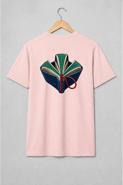 Generic Brand Tricou unisex cu Carte deschisă cu șnur roșu – legătorie