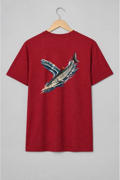 Generic Brand Tricou unisex cu Pește argintiu în săritură pentru pescuit sportiv