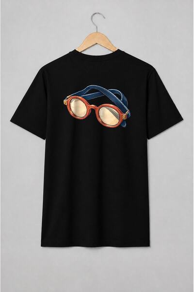 Generic Brand Tricou unisex cu Ochelari retro cu lentile rotunde