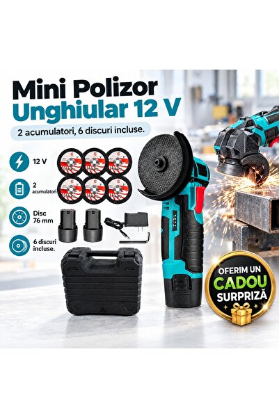 Zâna Casei Μίνι ασύρματος γωνιακός τροχός 12 V, δίσκος 76 χιλιοστών, 2 μπαταρ...