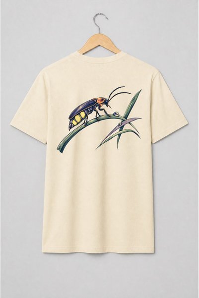 Generic Brand Tricou unisex cu Licurici pe iarbă vintage