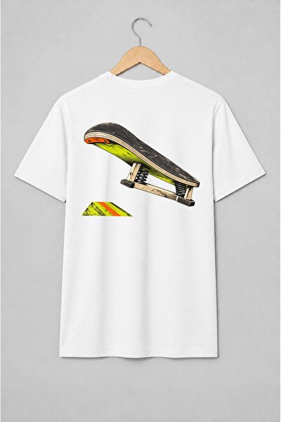 Generic Brand Tricou unisex cu Skateboard vintage