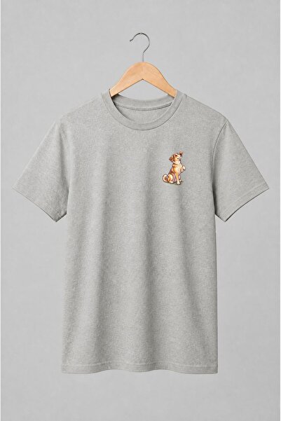 Generic Brand Tricou unisex cu Câine cu os stil ilustrație