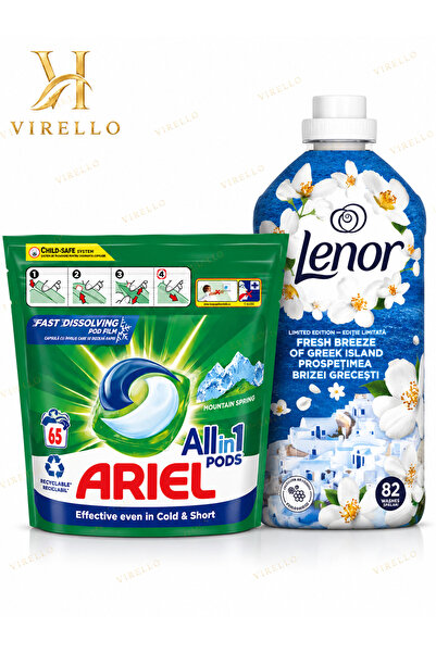 lenor Set Detergent Ariell All in 1 Pods Mountain Spring 65 Capsule + Balsam ...