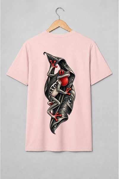 Generic Brand Tricou unisex cu Broască arboricolă cu ochi roșii stil gravură