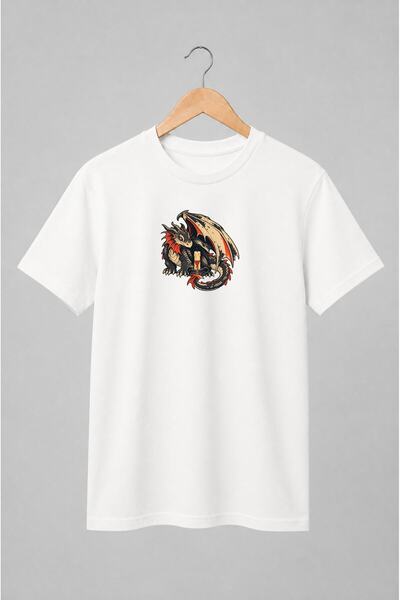 Generic Brand Tricou unisex cu Dragon medieval cu lumânare
