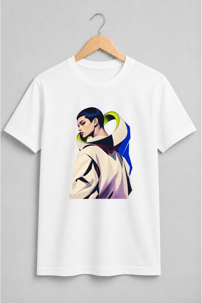 Generic Brand Tricou unisex cu Portret de model în colaj fashion
