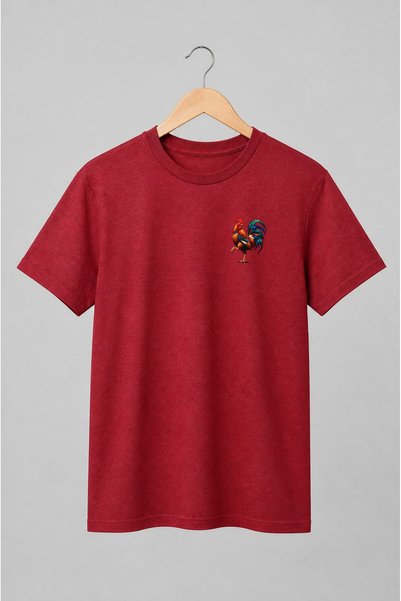 Generic Brand Tricou unisex cu Cocoș multicolor stil ilustrat