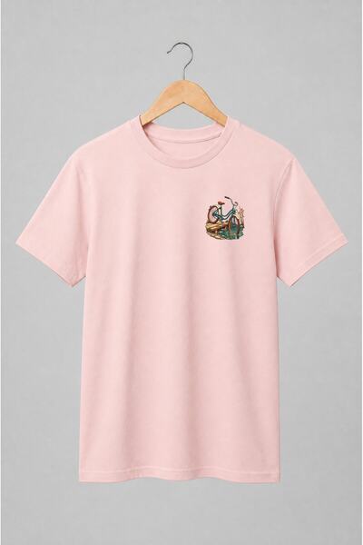 Generic Brand Tricou unisex cu Bicicletă vintage pe podul de lemn