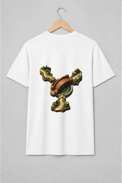 Generic Brand Tricou unisex cu Hartă de joc fantasy cu pod și poteci