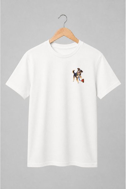 Generic Brand Tricou unisex cu Câine jucăuș cu clopoțel roșu pentru iubitori ...