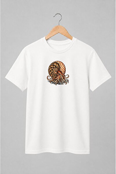 Generic Brand Tricou unisex cu Caracatiță cu cochilie spiralată stil vintage