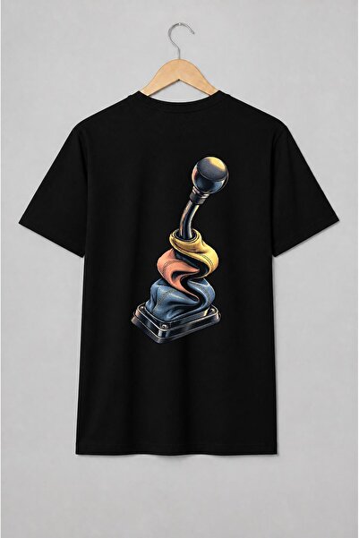 Generic Brand Tricou unisex cu Schimbător de viteze manual ilustrat retro