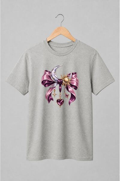 Generic Brand Tricou unisex cu Lună și soare cu fundă cosmică