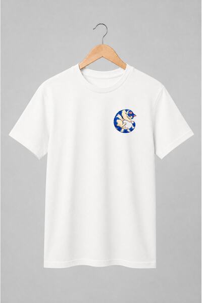 Generic Brand Tricou unisex cu Pisică albastră și crem jucăușă
